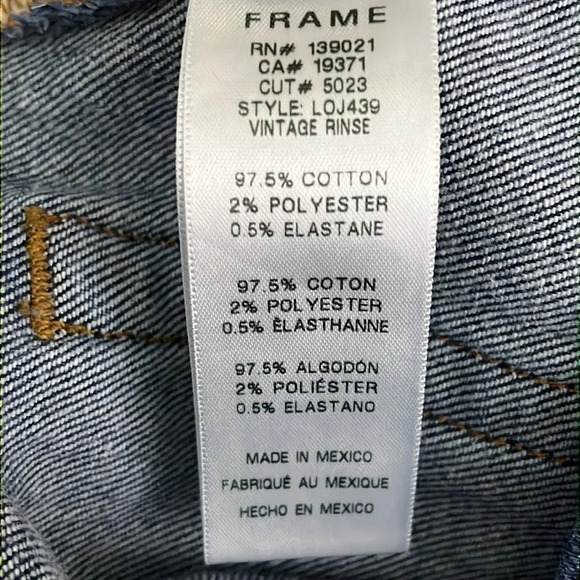Frame Le Original High Rise Straight Leg Button Fly Jeans Vintage Rinse - Sz 32 - Picture 8 of 9